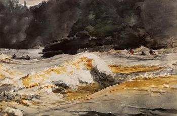 Winslow Homer : Canoes in Rapids, Saguenay River